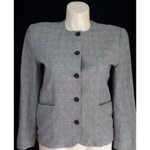 Talbots‎ Blazer 10P Black White Plaid Houndstooth Button Jacket Casual Career